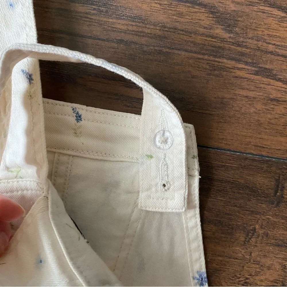 Old Navy Kids Overalls, White with Blue Flowers, Size 5T